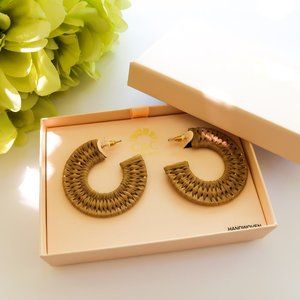 NEW C&C California Tan Handwoven Hoop Earrings